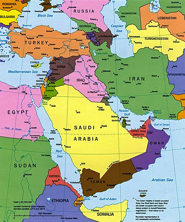 Iran And Middle East Political Map 