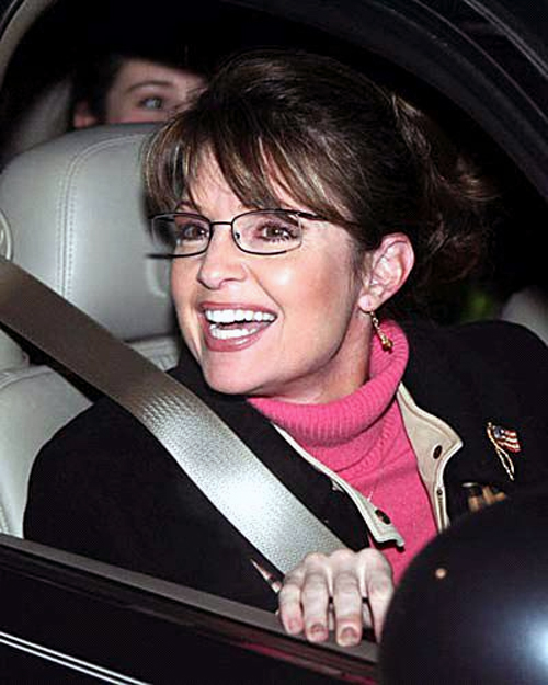 Sarah Palin with her American Flag jewelry chest broach.